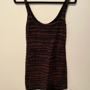 Free People Black & Brown striped ruched dress